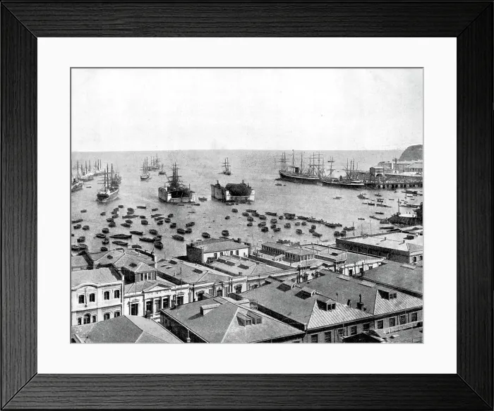 Framed Print : Valparaiso Harbour, Chile, 1893. Artist: John L Stoddard Framed Print : Valparaiso Harbour, Chile, 1893. Artist: John L Stoddard