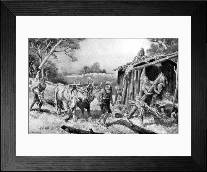Framed Print : Building a tribal homestead, (c1920). Artist: A Holloway Framed Print : Building a tribal homestead, (c1920). Artist: A Holloway
