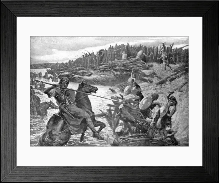 Framed Print : Julius Caesar crosses the Thames, c55 BC, (c1920) Framed Print : Julius Caesar crosses the Thames, c55 BC, (c1920)