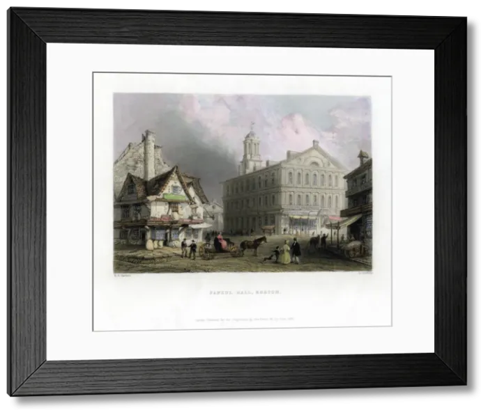 Framed Print : Faneul Hall, Boston, Massachusetts, USA, 1838. Artist: H Griffiths Framed Print : Faneul Hall, Boston, Massachusetts, USA, 1838. Artist: H Griffiths