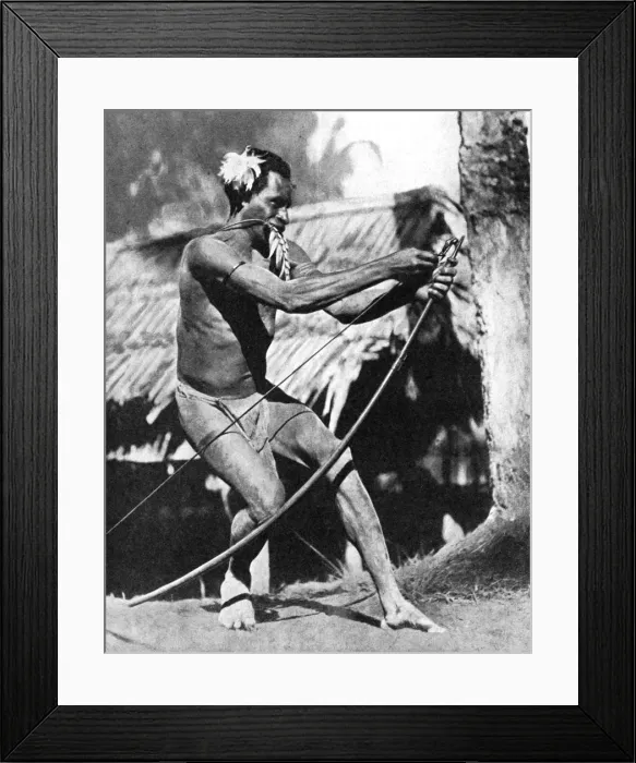Framed Print : A huntsman stringing his bow, 1936. Artist: Wide World Photos Framed Print : A huntsman stringing his bow, 1936. Artist: Wide World Photos