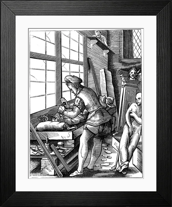 Framed Print : Sculptor, 16th century (1849). Artist: Jost Amman Framed Print : Sculptor, 16th century (1849). Artist: Jost Amman