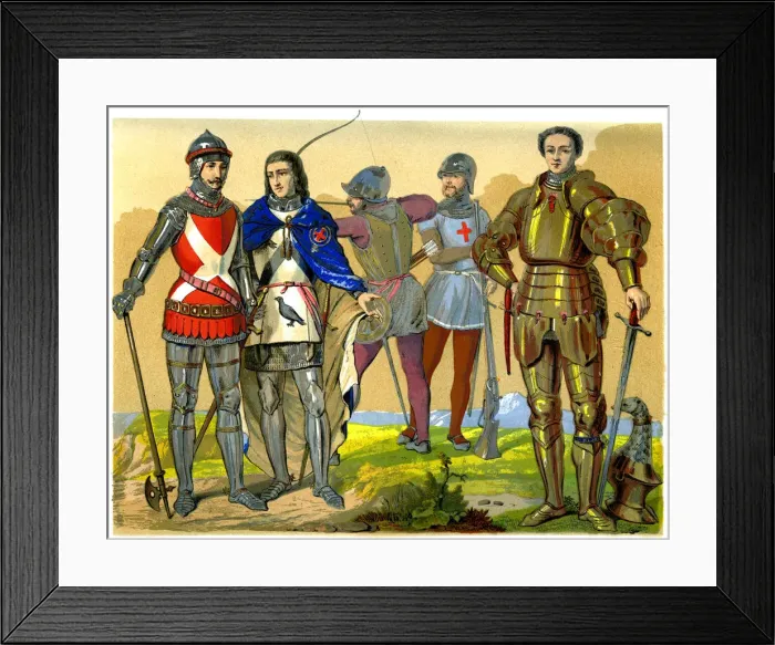 Framed Print : English battle dress, 15th-16th century (1849). Artist: Edward May Framed Print : English battle dress, 15th-16th century (1849). Artist: Edward May