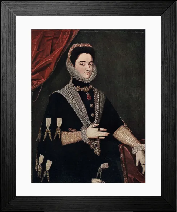 Framed Print : Marie of Austria, mid 16th century (1910). Artist: Juan Pantoja de la Cruz Framed Print : Marie of Austria, mid 16th century (1910). Artist: Juan Pantoja de la Cruz