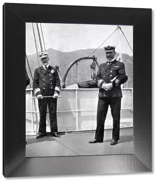 Commander Sir Archibald Milne (1855-1938) with Captain V Stanley, 1908. Artist: Queen Alexandra