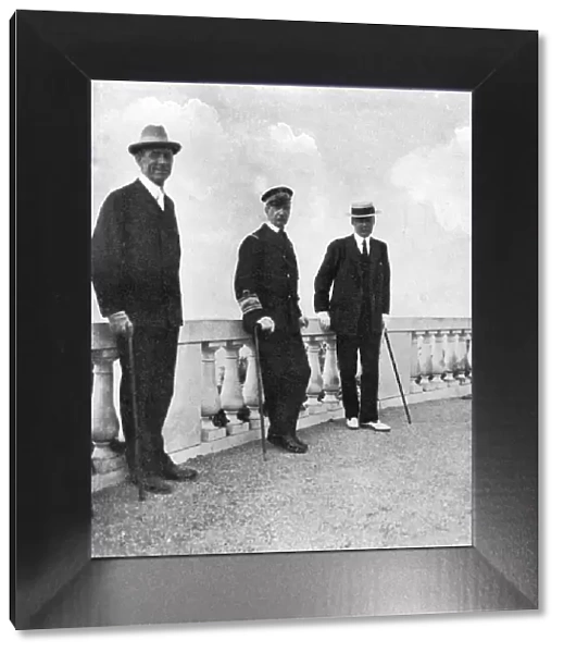 King George I of Greece with Commodore Keppel and Lord Howe, Corfu, Greece, 1908. Artist: Queen Alexandra