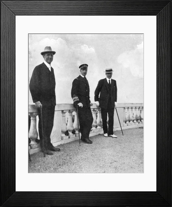 Framed Print : King George I of Greece with Commodore Keppel and Lord Howe, Corfu, Greece, 1908. Artist: Queen Alexandra Framed Print : King George I of Greece with Commodore Keppel and Lord Howe, Corfu, Greece, 1908. Artist: Queen Alexandra