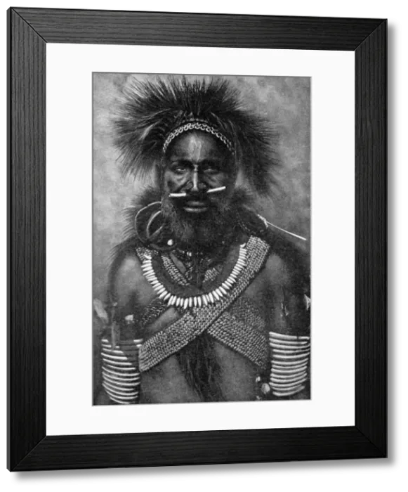 Framed Print : Captain of a company of cannibal fighting men, New Guinea, 1922 Framed Print : Captain of a company of cannibal fighting men, New Guinea, 1922