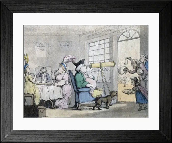 Framed Print : A portly gentleman looking through a telescope, 19th century Framed Print : A portly gentleman looking through a telescope, 19th century