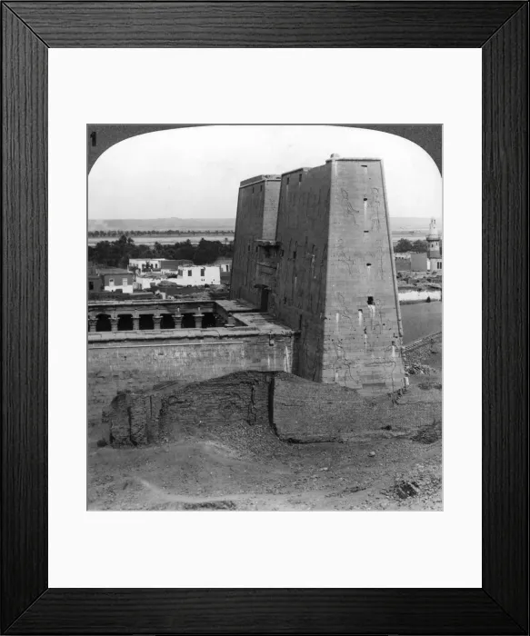 Framed Print : The pylon and court of the temple of Horus at Edfu, Egypt, 1900. Artist: Underwood & Underwood Framed Print : The pylon and court of the temple of Horus at Edfu, Egypt, 1900. Artist: Underwood & Underwood