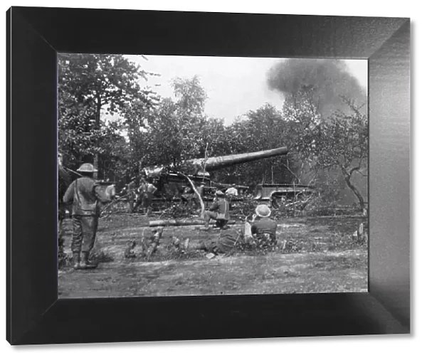 Big railway gun firing during the advance in the west, First World War, 1914-1918, (c1920)