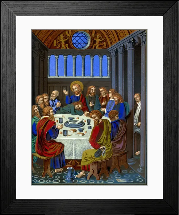 Framed Print : Representation of The Last Supper on enamelled copper, 16th century (1849). Artist: Franz Kellerhoven Framed Print : Representation of The Last Supper on enamelled copper, 16th century (1849). Artist: Franz Kellerhoven