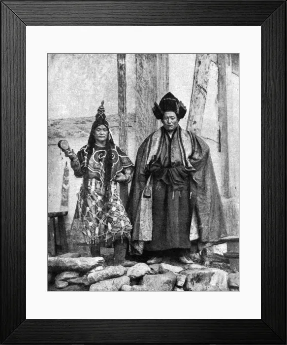Framed Print : Lamist priests of Sikkim wearing robes, Talung monastery, India, 1922. Artist: John Claude White Framed Print : Lamist priests of Sikkim wearing robes, Talung monastery, India, 1922. Artist: John Claude White