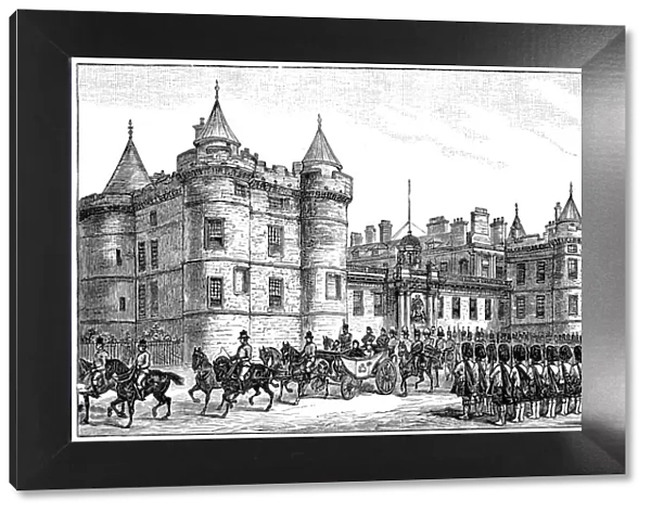 The queen leaving Holyrood Palace, Edinburgh, 1886, (1900)