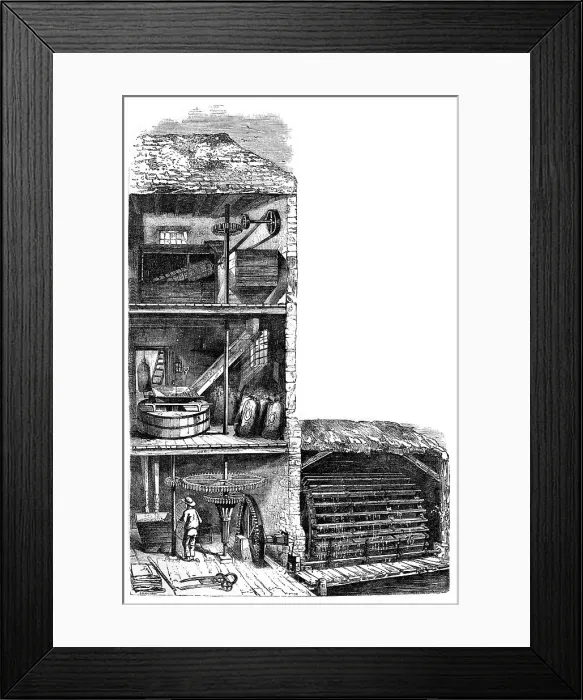 Framed Print : A flour mill, 1886 Framed Print : A flour mill, 1886
