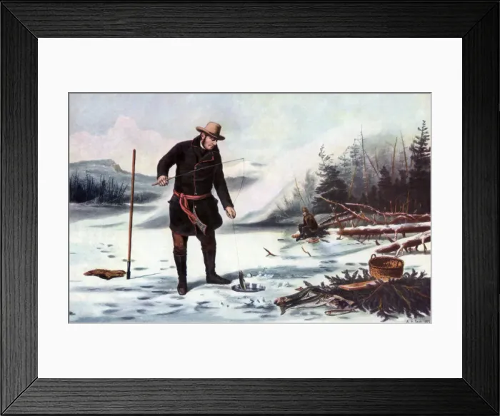Framed Print : Trout Fishing on Chateaugay Lake, American Winter Sports, 1856. Artist: Arthur Fitzwilliam Tait Framed Print : Trout Fishing on Chateaugay Lake, American Winter Sports, 1856. Artist: Arthur Fitzwilliam Tait
