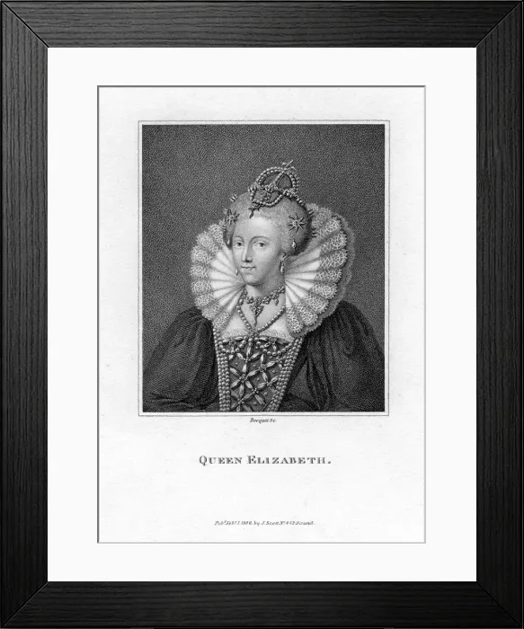 Framed Print : Elizabeth I of England, (1806). Artist: Bocquet Framed Print : Elizabeth I of England, (1806). Artist: Bocquet