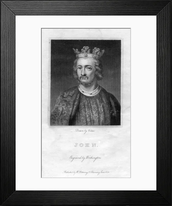 Framed Print : King John of England, (1824). Artist: Worthington Framed Print : King John of England, (1824). Artist: Worthington