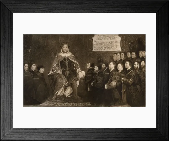 Framed Print : Henry VIII, Granting a Charter to the Barbers and Surgeons Guilds, 1541, (1902). Artist: Hans Holbein the Younger Framed Print : Henry VIII, Granting a Charter to the Barbers and Surgeons Guilds, 1541, (1902). Artist: Hans Holbein the Younger