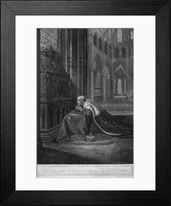 Framed Print : Louis VII, King of France before Beckets tomb, Canterbury Cathedral, 12th century (1800). Artist: W Sharp Framed Print : Louis VII, King of France before Beckets tomb, Canterbury Cathedral, 12th century (1800). Artist: W Sharp