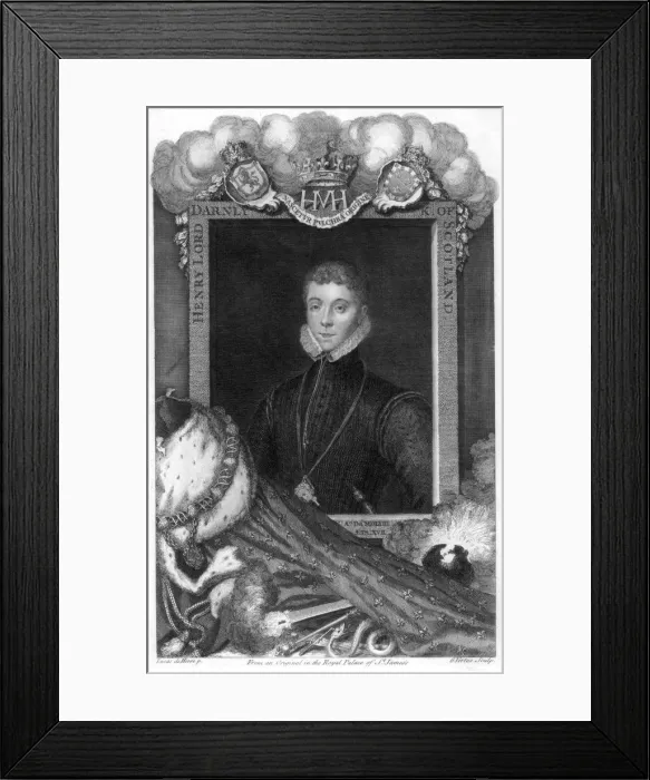 Framed Print : Henry Stewart, Lord Darnley, King Consort of Mary, Queen of Scots, (18th century). Artist: George Vertue Framed Print : Henry Stewart, Lord Darnley, King Consort of Mary, Queen of Scots, (18th century). Artist: George Vertue