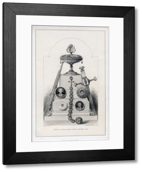 Framed Print : Relics associated with Henry VIII, (19th century). Artist: R Anderson Framed Print : Relics associated with Henry VIII, (19th century). Artist: R Anderson