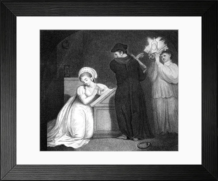 Framed Print : To Convert Lady Grey to the Roman Faith, before Her Execution, 1798. Artist: J Ogborne Framed Print : To Convert Lady Grey to the Roman Faith, before Her Execution, 1798. Artist: J Ogborne