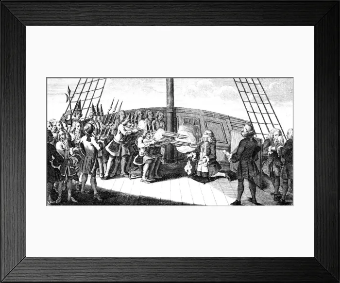 Framed Print : The shooting of Admiral Byng on board the Monarque, 1757 Framed Print : The shooting of Admiral Byng on board the Monarque, 1757