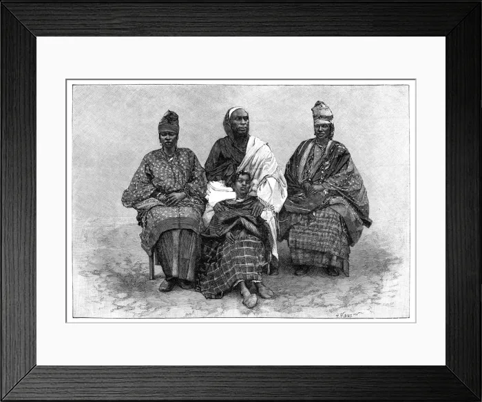 Framed Print : Toucouleur Types, The Interpreter Alpha Sega and His Sisters, late 19th century. Artist: Henri Thiriat Framed Print : Toucouleur Types, The Interpreter Alpha Sega and His Sisters, late 19th century. Artist: Henri Thiriat