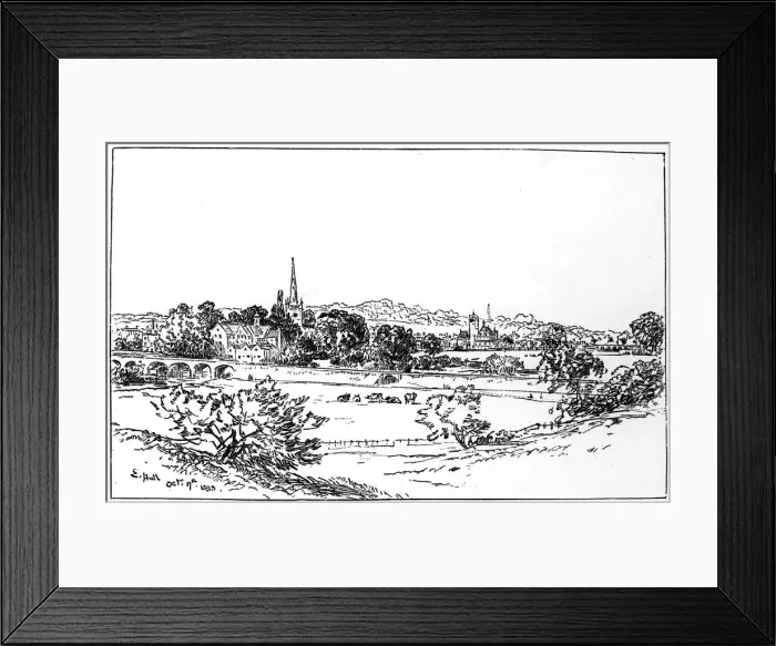 Framed Print : Stratford-upon-Avon, Warwickshire, as seen from the southeast, 1885. Artist: Edward Hull Framed Print : Stratford-upon-Avon, Warwickshire, as seen from the southeast, 1885. Artist: Edward Hull