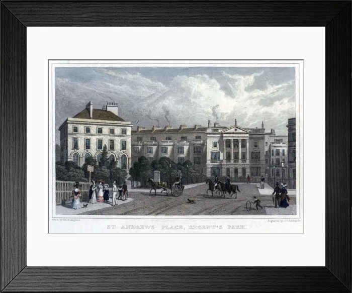 Framed Print : St Andrews Place, Regents Park, London, 1828. Artist: William Radclyffe Framed Print : St Andrews Place, Regents Park, London, 1828. Artist: William Radclyffe