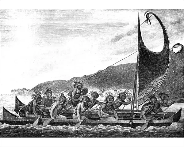A Canoe of the Sandwich Islands, late 18th century. Artist: Page