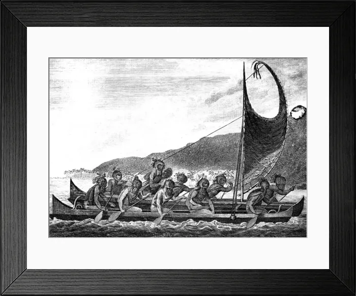 Framed Print : A Canoe of the Sandwich Islands, late 18th century. Artist: Page Framed Print : A Canoe of the Sandwich Islands, late 18th century. Artist: Page