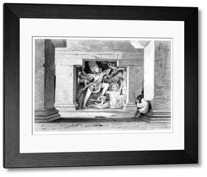 Framed Print : Dus Awtar, Caves of Ellora, India, early 19th century. Artist: William Woolnoth Framed Print : Dus Awtar, Caves of Ellora, India, early 19th century. Artist: William Woolnoth