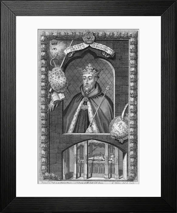 Framed Print : John of Gaunt, 1st Duke of Lancaster, (18th century). Artist: George Vertue Framed Print : John of Gaunt, 1st Duke of Lancaster, (18th century). Artist: George Vertue