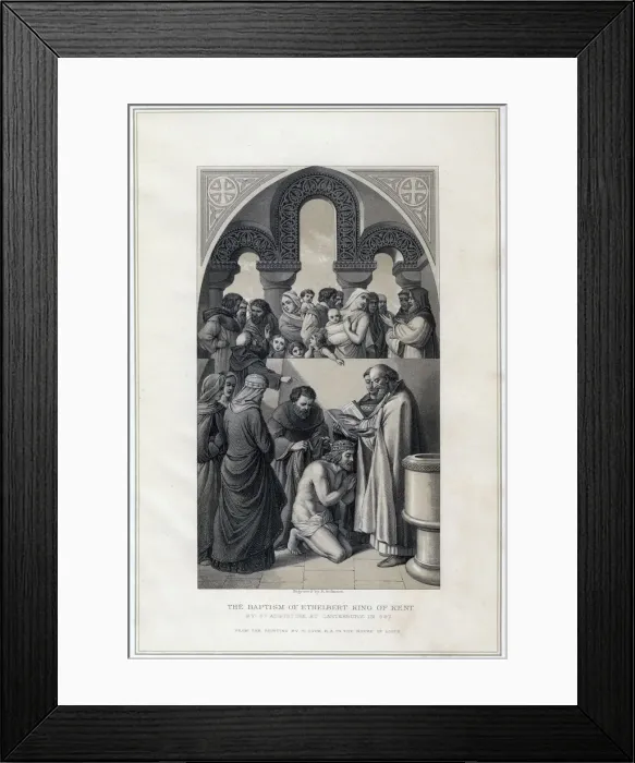 Framed Print : The Baptism of Ethelbert King of Kent, by St Augustine, Canterbury in 597, (19th century). Artist: R Anderson Framed Print : The Baptism of Ethelbert King of Kent, by St Augustine, Canterbury in 597, (19th century). Artist: R Anderson