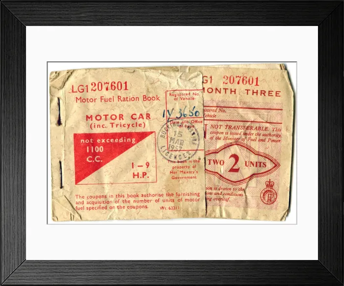 Framed Print : Motor fuel ration book, 1957 Framed Print : Motor fuel ration book, 1957