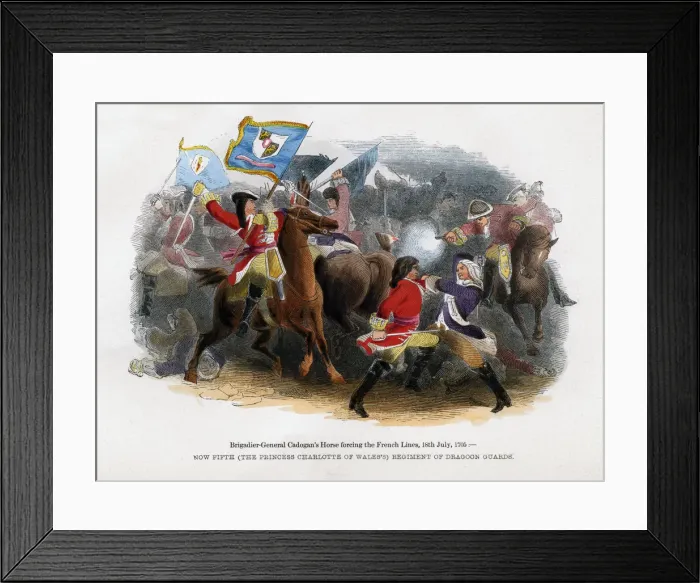 Framed Print : Brigadier-General Cadogans Horse forcing the French Line, 18th July 1705 Framed Print : Brigadier-General Cadogans Horse forcing the French Line, 18th July 1705