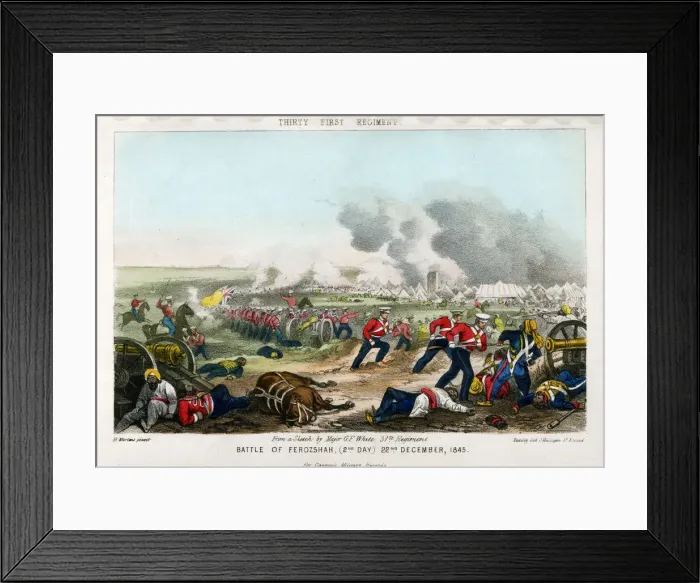 Framed Print : Thirty First Regiment, Battle of Ferozeshah, 2nd Day, 22nd December 1845. Artist: Madeley Framed Print : Thirty First Regiment, Battle of Ferozeshah, 2nd Day, 22nd December 1845. Artist: Madeley