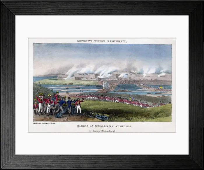 Framed Print : Seventy-third Regiment, Storming of Seringapatam, India, 4th May 1799. Artist: Madeley Framed Print : Seventy-third Regiment, Storming of Seringapatam, India, 4th May 1799. Artist: Madeley
