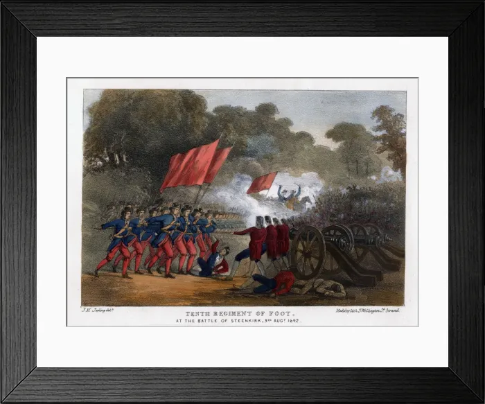 Framed Print : Tenth Regiment of Foot, at the Battle of Steenkerque, 3rd August 1692. Artist: Madeley Framed Print : Tenth Regiment of Foot, at the Battle of Steenkerque, 3rd August 1692. Artist: Madeley