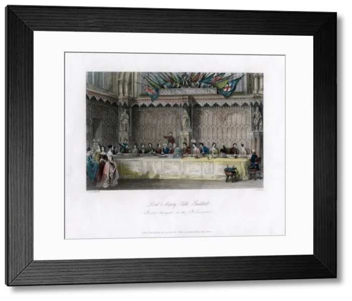 Framed Print : The Lord Mayors table, grand banquet, Guildhall, City of London, 19th century Artist: J Shury Framed Print : The Lord Mayors table, grand banquet, Guildhall, City of London, 19th century Artist: J Shury