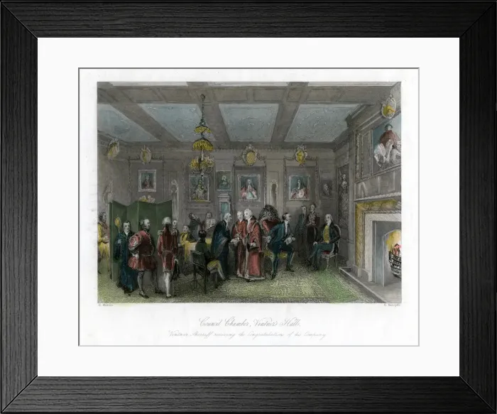 Framed Print : Council chamber, Vintners Hall, City of London. Artist: E Redclyffe Framed Print : Council chamber, Vintners Hall, City of London. Artist: E Redclyffe