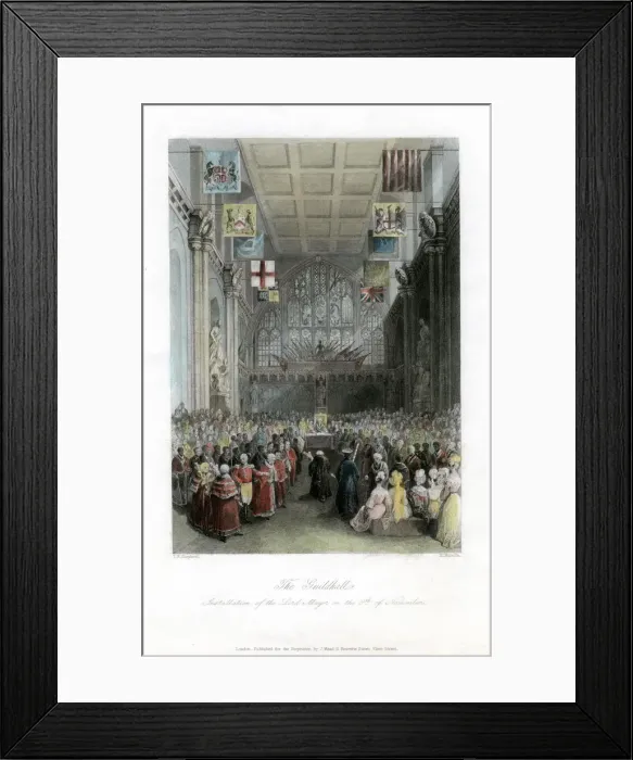 Framed Print : Installation of the Lord Mayor, The Guildhall, London. Artist: H Melville Framed Print : Installation of the Lord Mayor, The Guildhall, London. Artist: H Melville