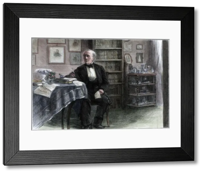Framed Print : The late Hans Christian Andersen in his study, c1850-1875. Artist: Hans Christian Andersen Framed Print : The late Hans Christian Andersen in his study, c1850-1875. Artist: Hans Christian Andersen
