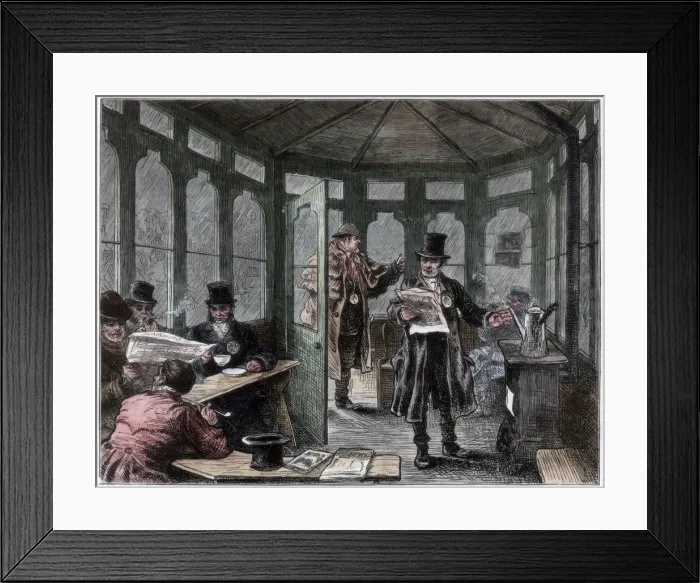 Framed Print : Newley erected shelter and refreshment house for cabmen, c1820-1870 Framed Print : Newley erected shelter and refreshment house for cabmen, c1820-1870