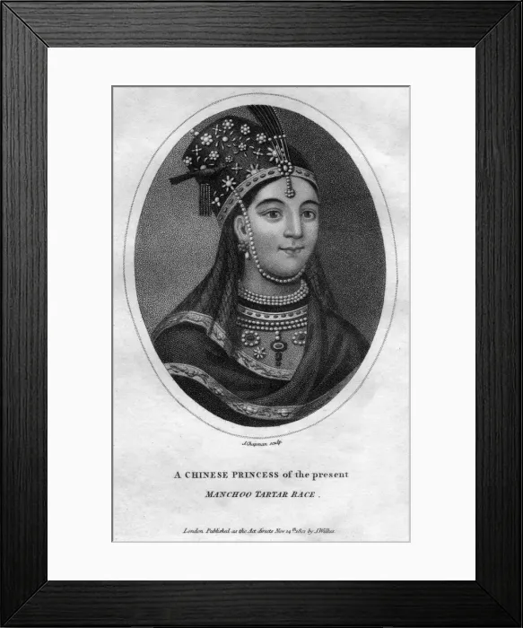 Framed Print : A Chinese Princess of the Manchoo Tartar Race, 1801. Artist: J Chapman Framed Print : A Chinese Princess of the Manchoo Tartar Race, 1801. Artist: J Chapman