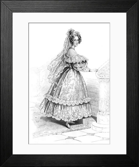 Framed Print : Louise-Marie, Queen of the Belgians, in her wedding dress, 1832. Artist: Charles Achille d Hardiviller Framed Print : Louise-Marie, Queen of the Belgians, in her wedding dress, 1832. Artist: Charles Achille d Hardiviller