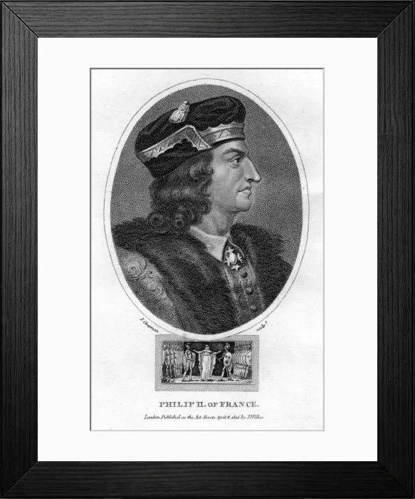 Framed Print : Philip II, King of France, (1805). Artist: J Chapman Framed Print : Philip II, King of France, (1805). Artist: J Chapman