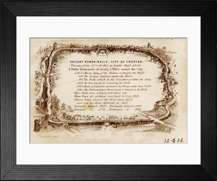 Framed Print : Ancient Roman walls, city of Chester, 1905 Framed Print : Ancient Roman walls, city of Chester, 1905